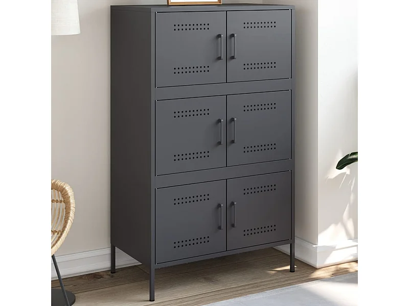Buffet | Bahut | Meuble de rangement haut anthracite 68x39x113 cm acier