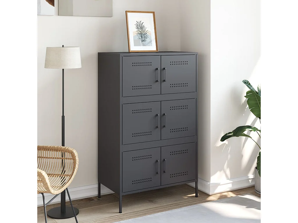 Buffet | Bahut | Meuble de rangement haut anthracite 68x39x113 cm acier