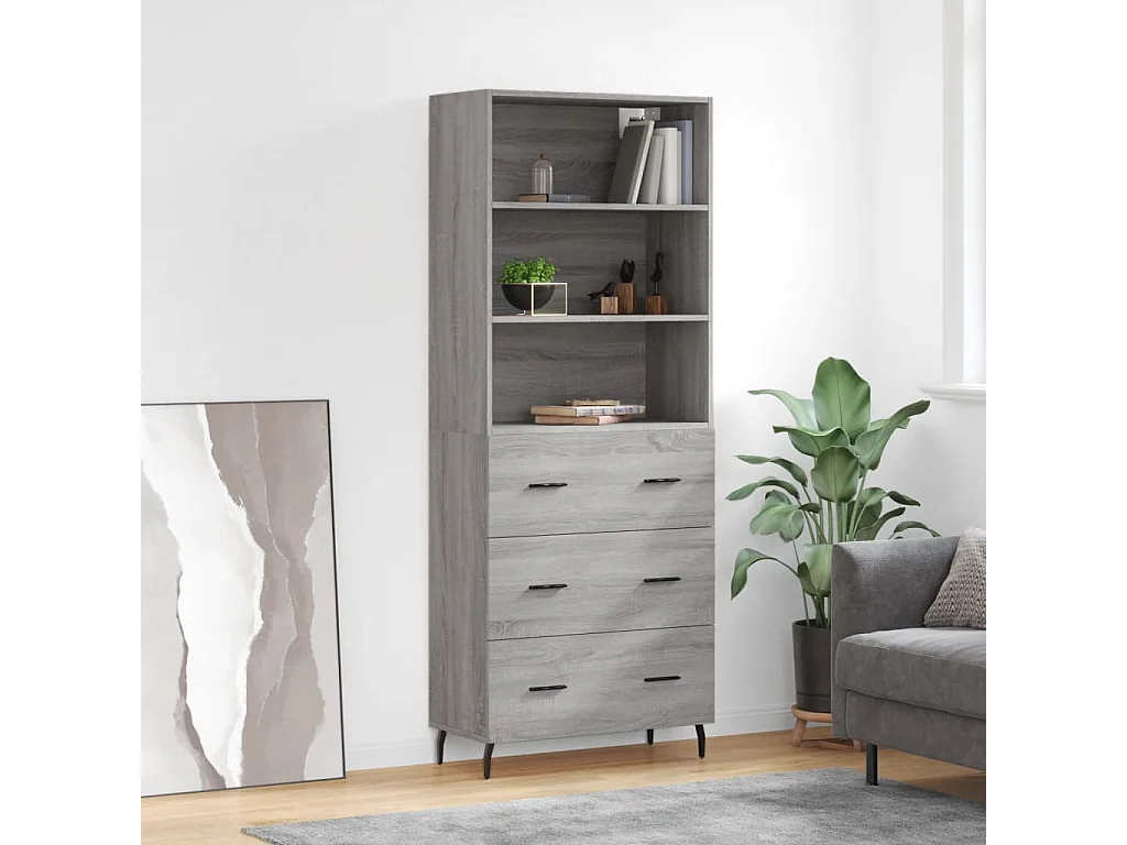 Credenza | Buffet | Armadio Grigio Sonoma 69,5x34x180 cm in Legno Multistrato