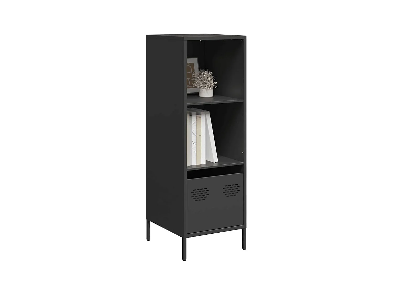 Buffet | Commode à tiroir | Meuble de rangement haut noir 35x39x103,5 cm acier