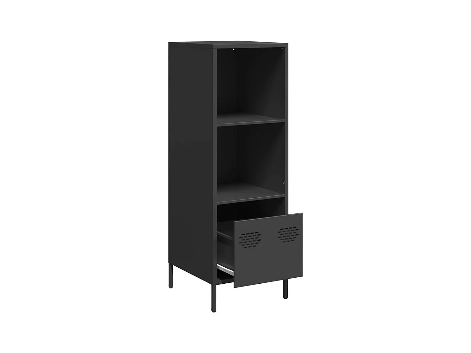 Buffet | Commode à tiroir | Meuble de rangement haut noir 35x39x103,5 cm acier