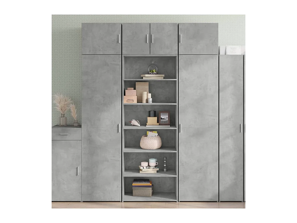 Buffet | Bahut | Meuble de rangement haut gris béton 70x41x185 cm bois d'ingénierie