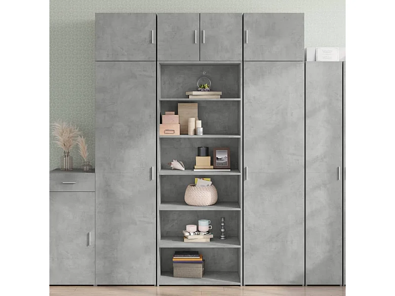 Buffet | Bahut | Meuble de rangement haut gris béton 70x41x185 cm bois d'ingénierie