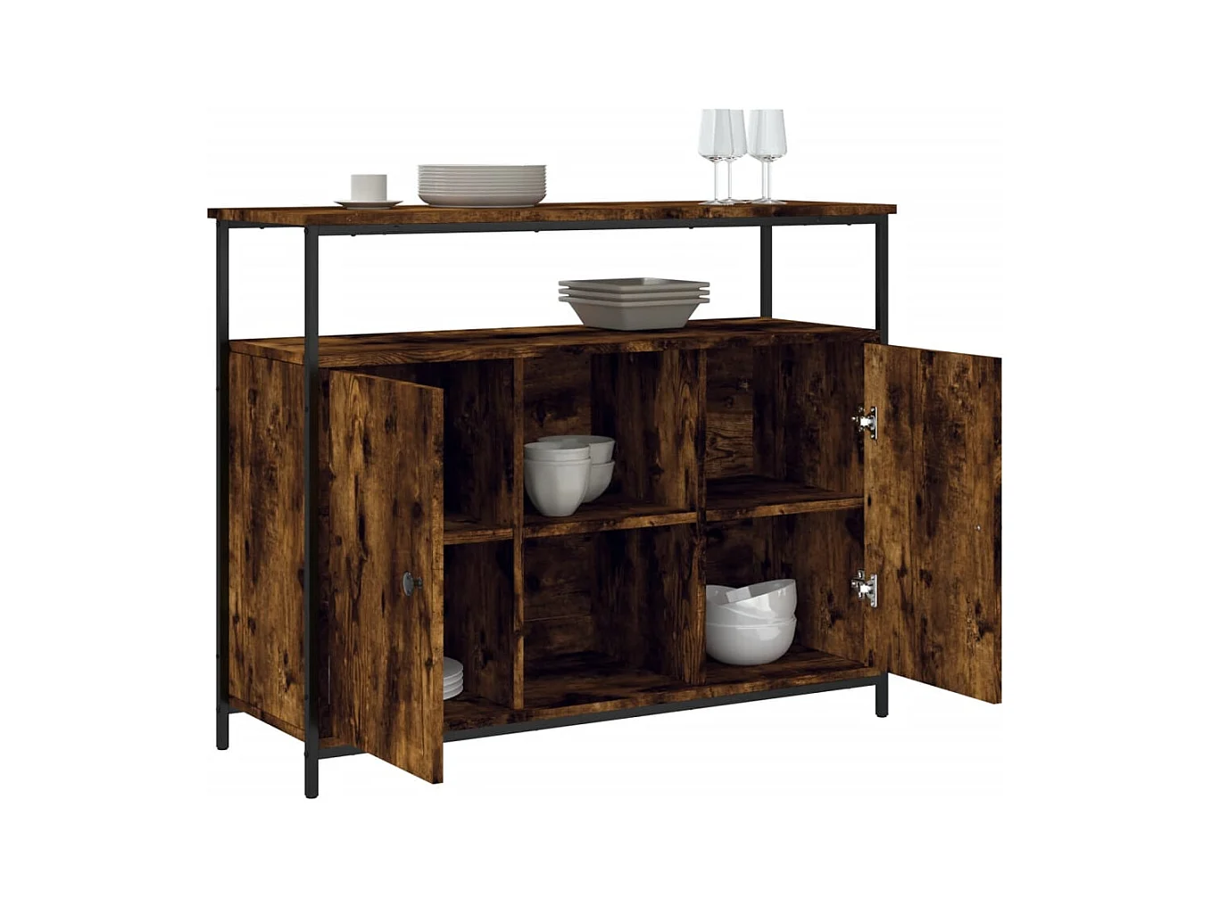 Buffet | Bahut | Meuble de rangement chêne fumé 100x35x80 cm bois d'ingénierie
