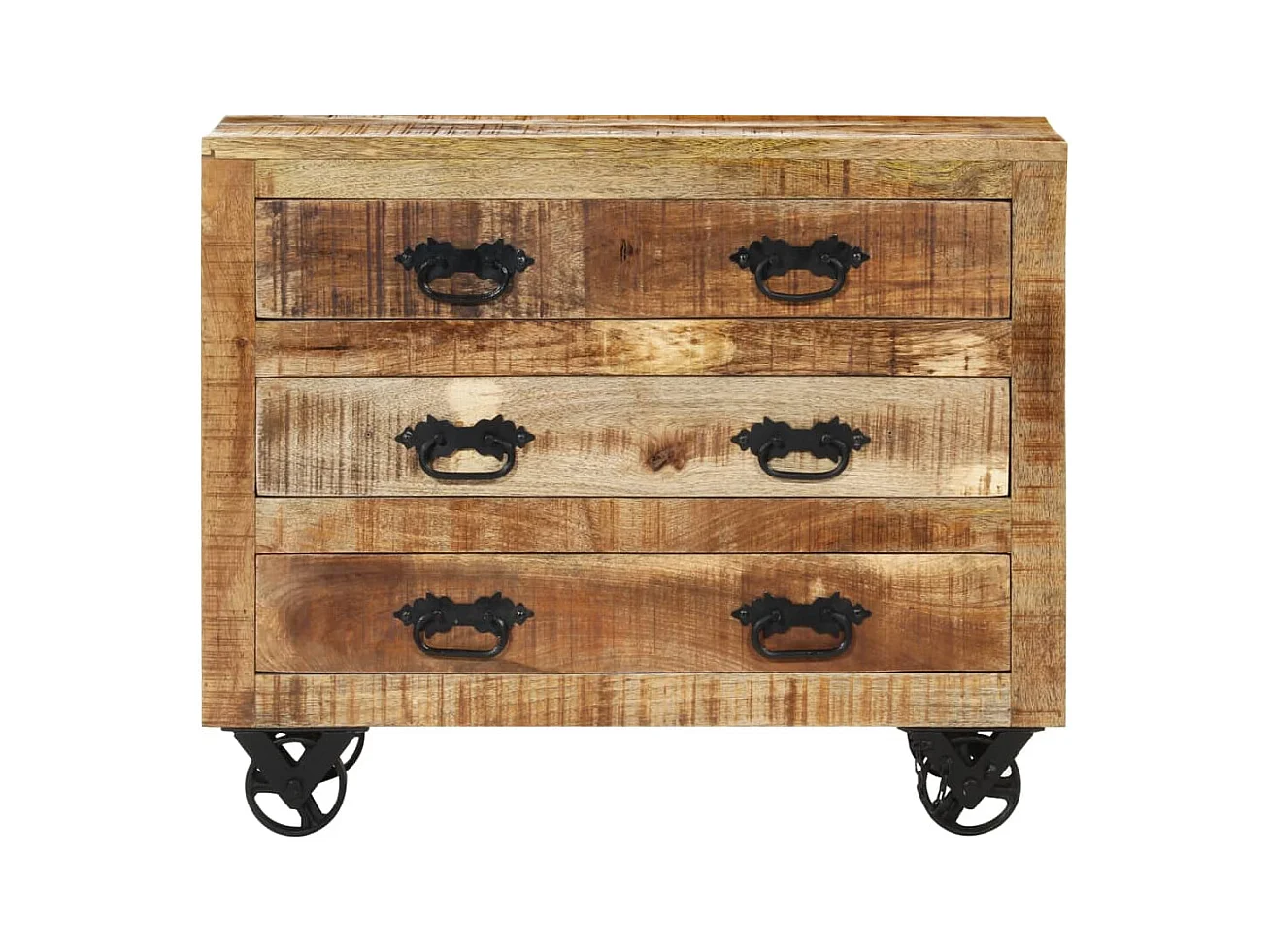Buffet | Commode à tiroir | Meuble de rangement avec 3 tiroirs 80x30x65 cm bois de manguier brut massif