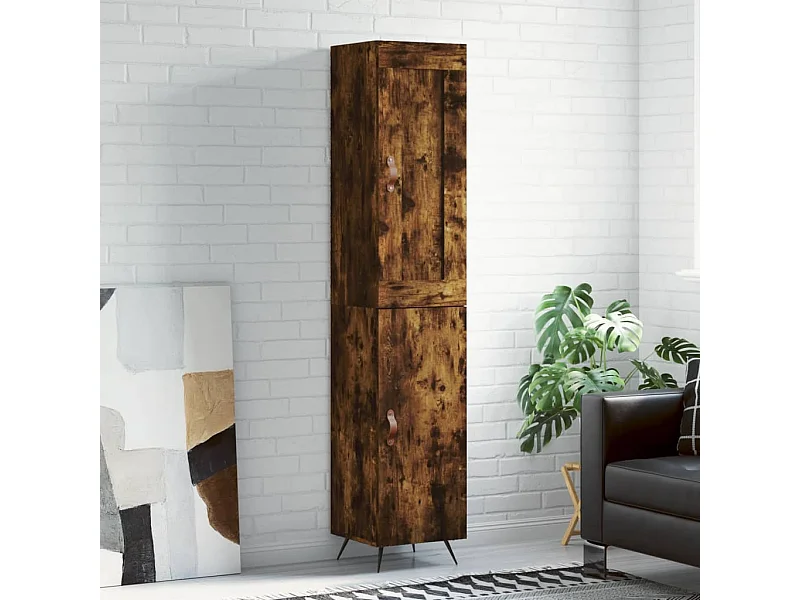 Credenza | Buffet | Armadio Rovere Fumo 34,5x34x180 cm in Legno Multistrato