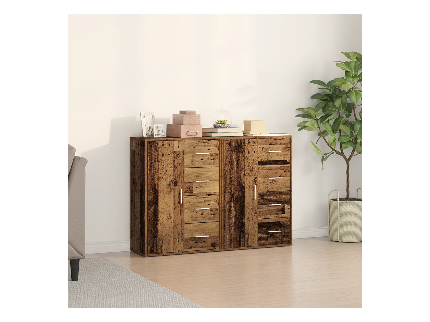 Buffets | Bahuts | Meuble de rangement 2 pcs Bois Ancien 60x31x84 cm Panneau de Bois