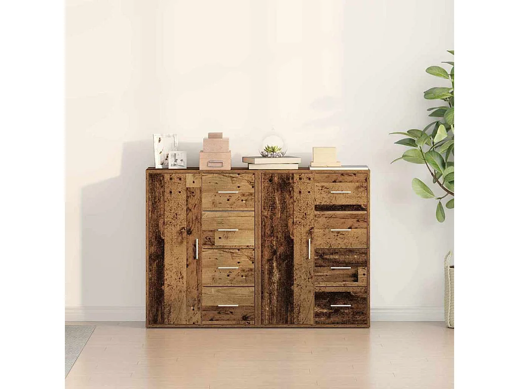 Buffets | Bahuts | Meuble de rangement 2 pcs Bois Ancien 60x31x84 cm Panneau de Bois