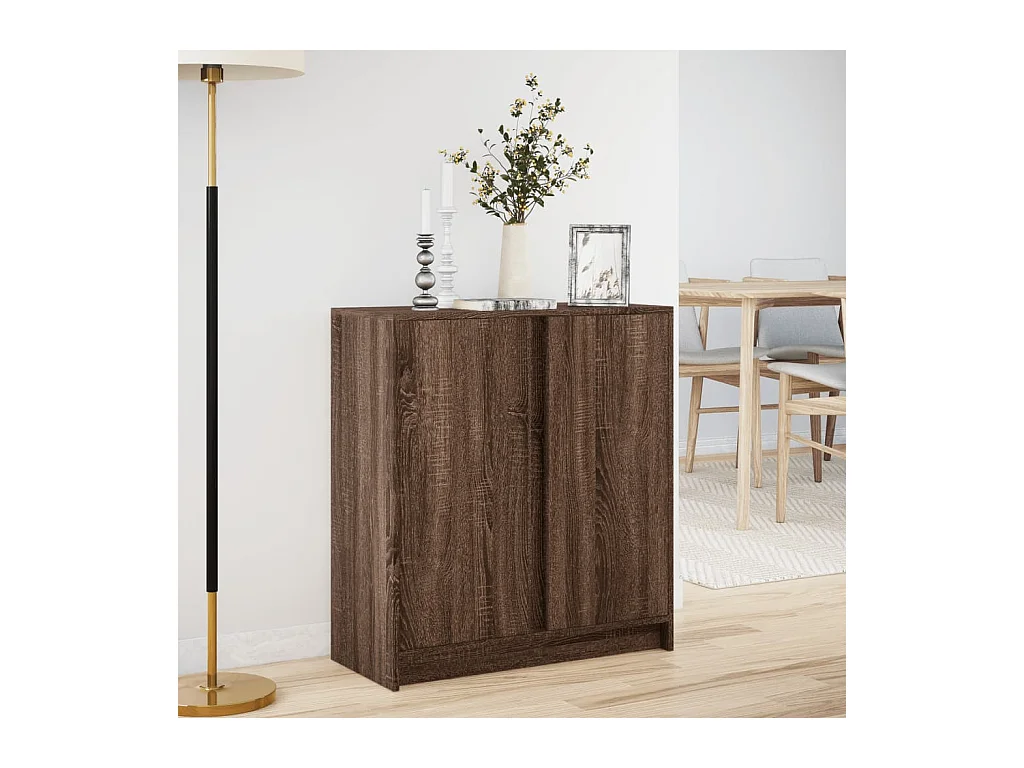 Buffet | Bahut | Meuble de rangement avec LED chêne marron 77x34x85 cm bois d'ingénierie