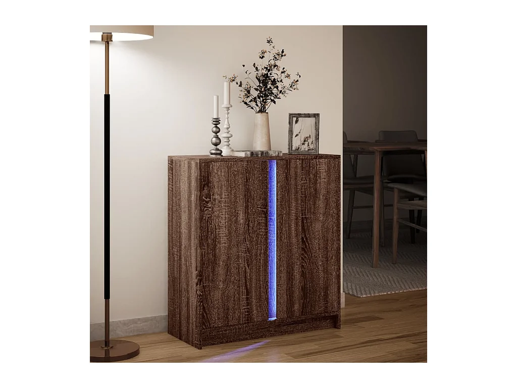 Buffet | Bahut | Meuble de rangement avec LED chêne marron 77x34x85 cm bois d'ingénierie