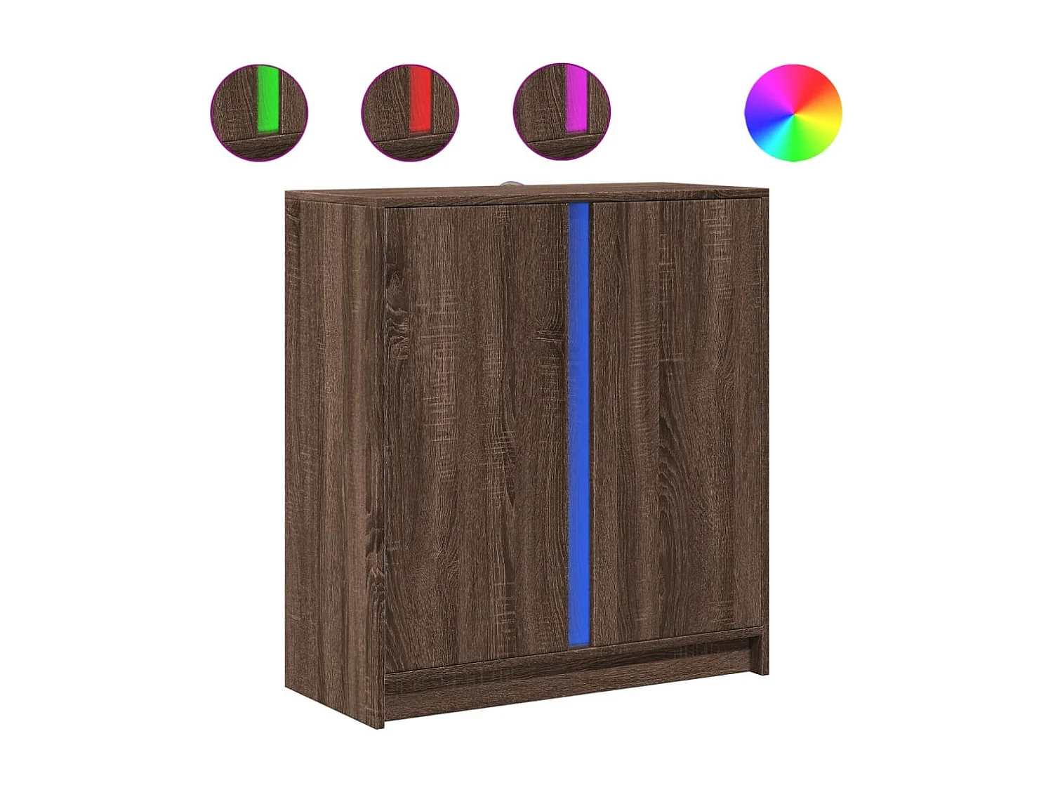 Buffet | Bahut | Meuble de rangement avec LED chêne marron 77x34x85 cm bois d'ingénierie