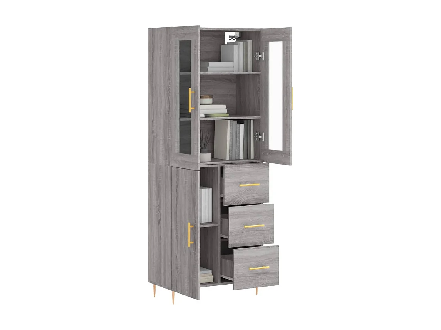Buffet | Bahut | Meuble de rangement haut Sonoma gris 69,5x34x180 cm Bois d'ingénierie