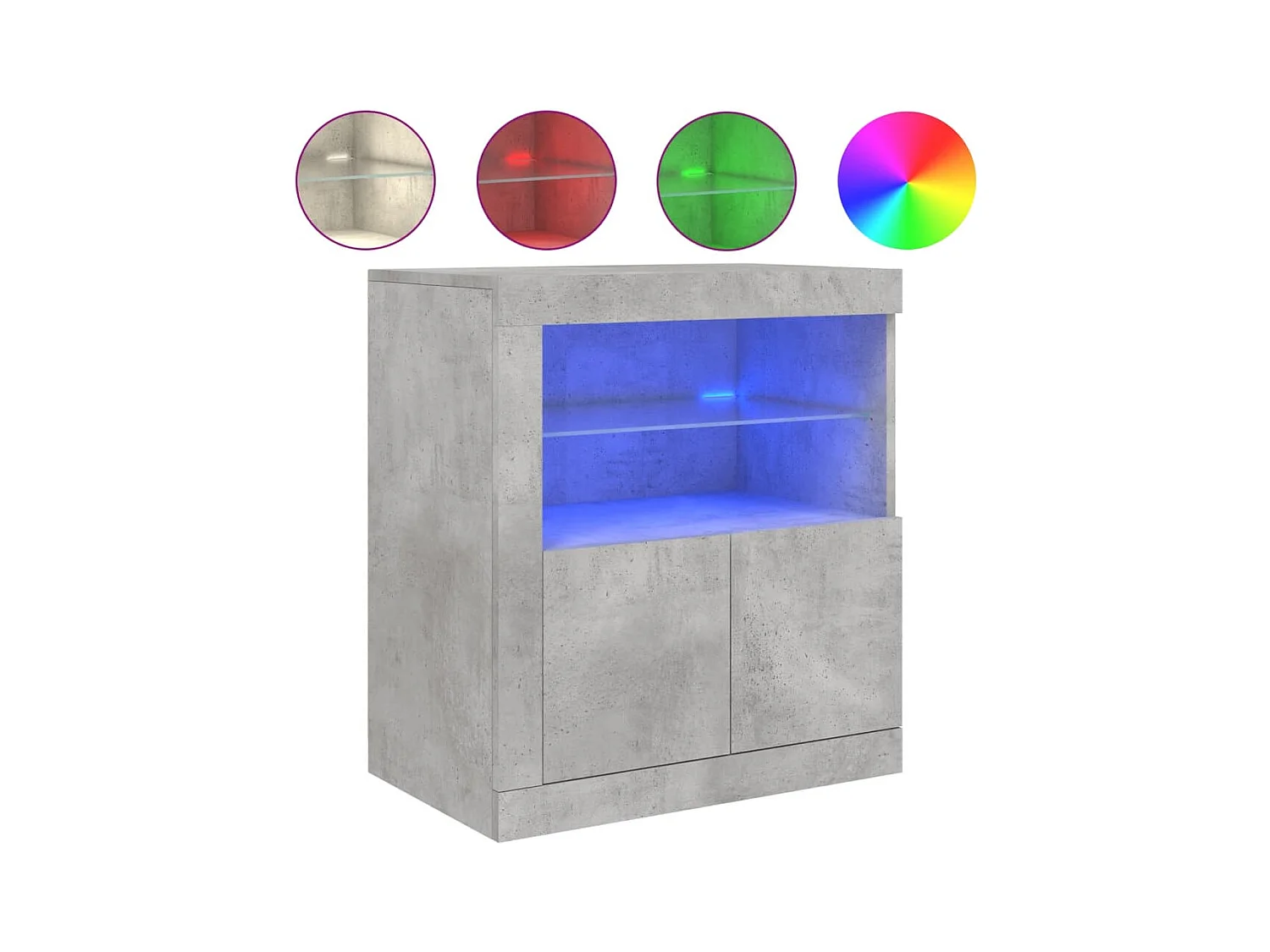 Buffet | Bahut | Meuble de rangement avec lumières LED gris béton 60,5x37x67 cm