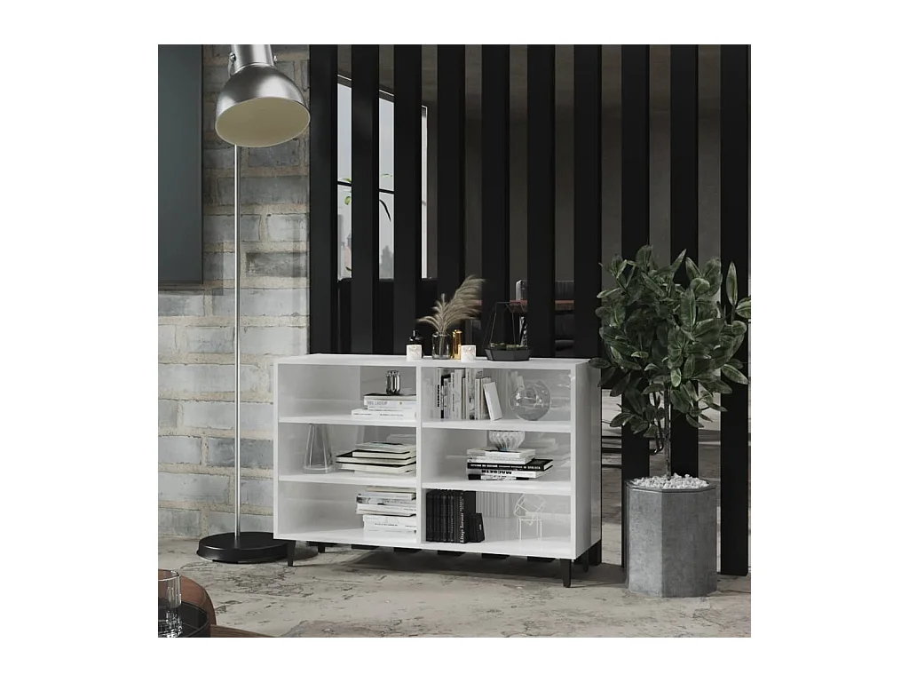 Credenza | Buffet | Armadio Bianco Lucido 103,5x35x70 cm in Legno Multistrato
