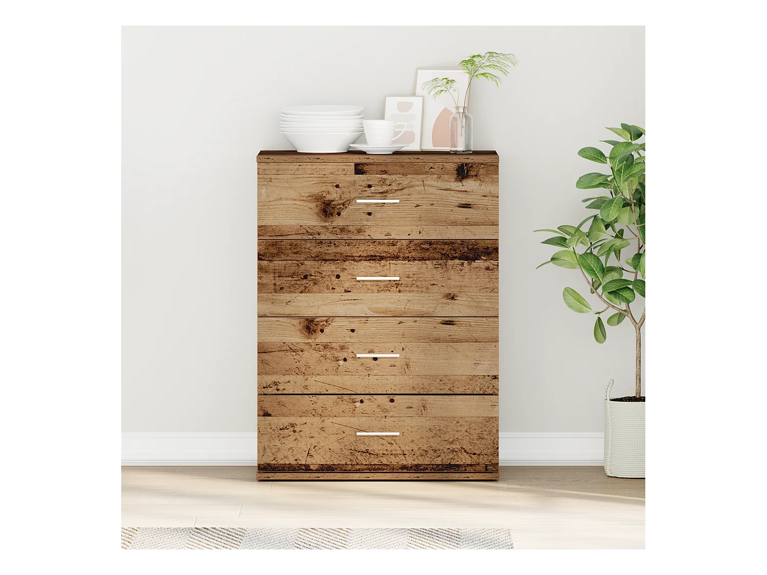 Credenza | Buffet | Armadio Legno Antico 60 x 39 x 80 cm Legno multistrato