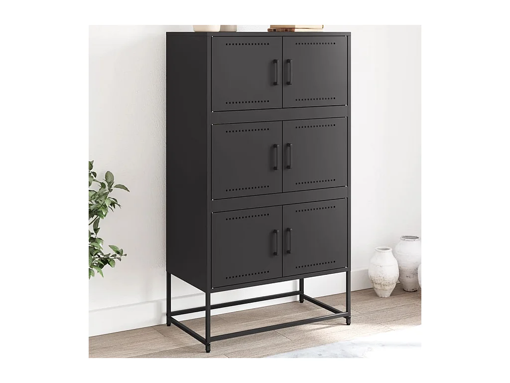 Buffet | Bahut | Meuble de rangement noir 68,5x38,5x123,5 cm acier