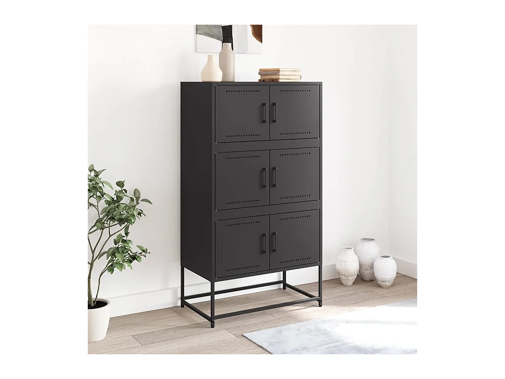 Buffet | Bahut | Meuble de rangement noir 68,5x38,5x123,5 cm acier