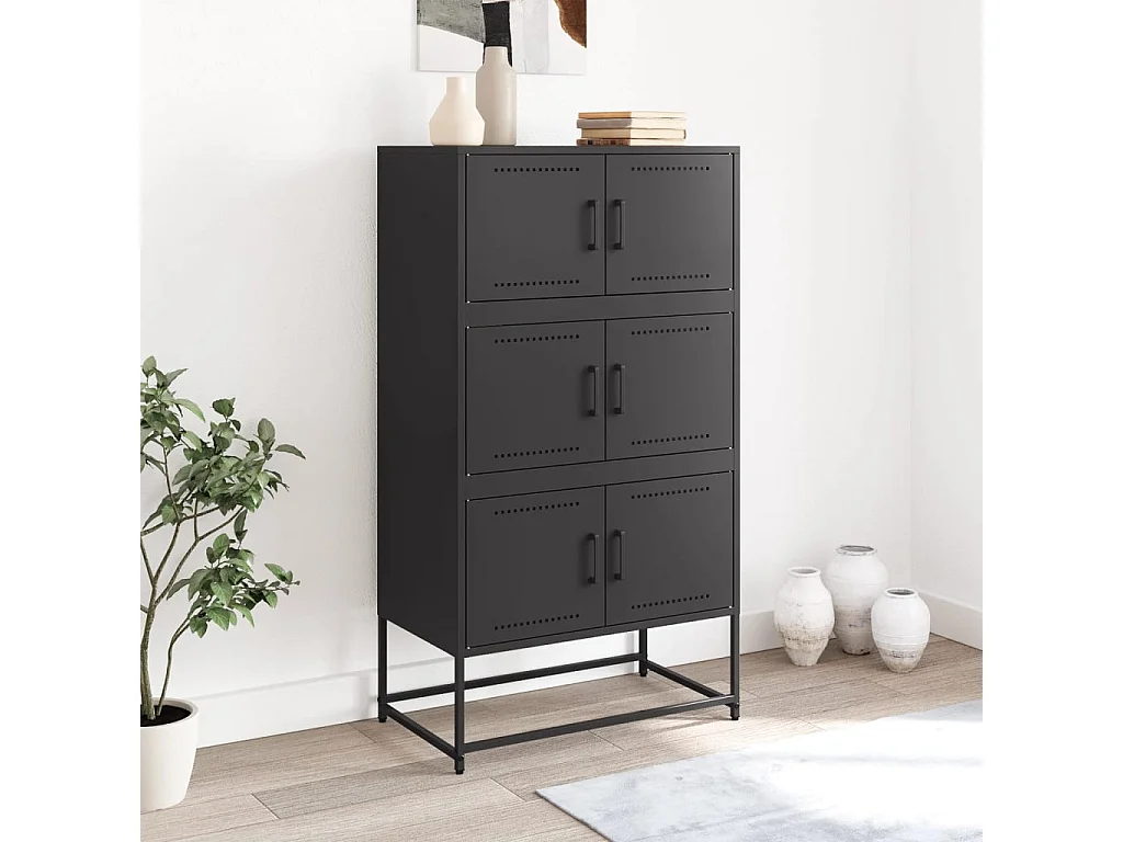 Credenza | Buffet | Armadio Nera 68,5x38,5x123,5 cm in Acciaio