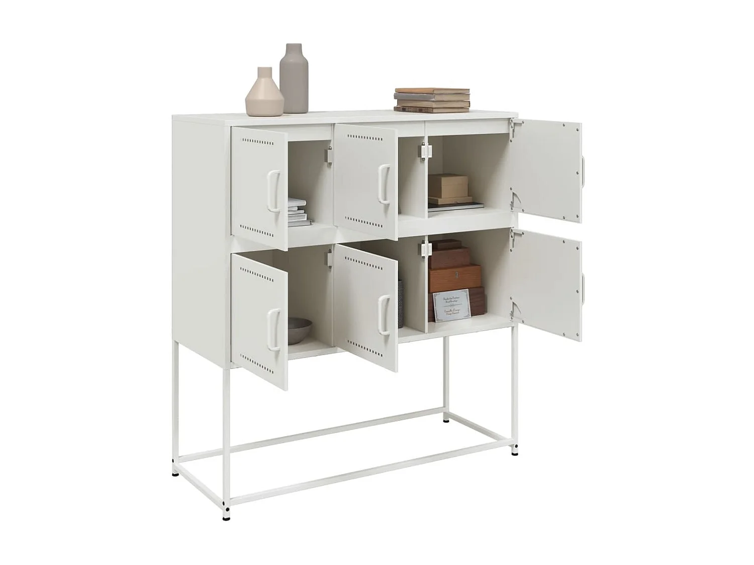 Credenza | Buffet | Armadio Bianca 100,5x39x107 cm in Acciaio