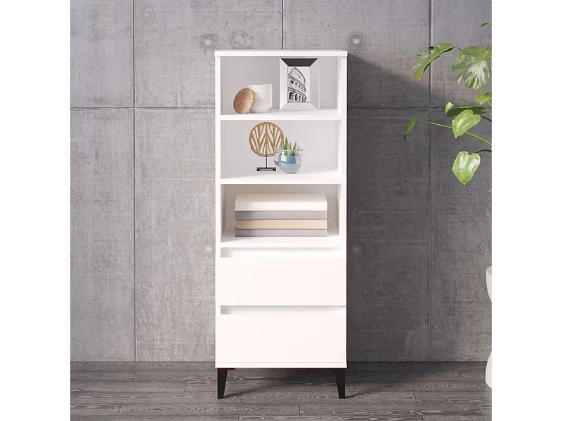 Credenza | Buffet | Armadio Bianco 40x36x110 cm in Legno Multistrato