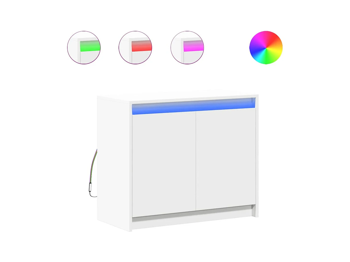 Credenza | Buffet | Armadio con LED Bianca 72x34x61 cm in Legno Multistrato