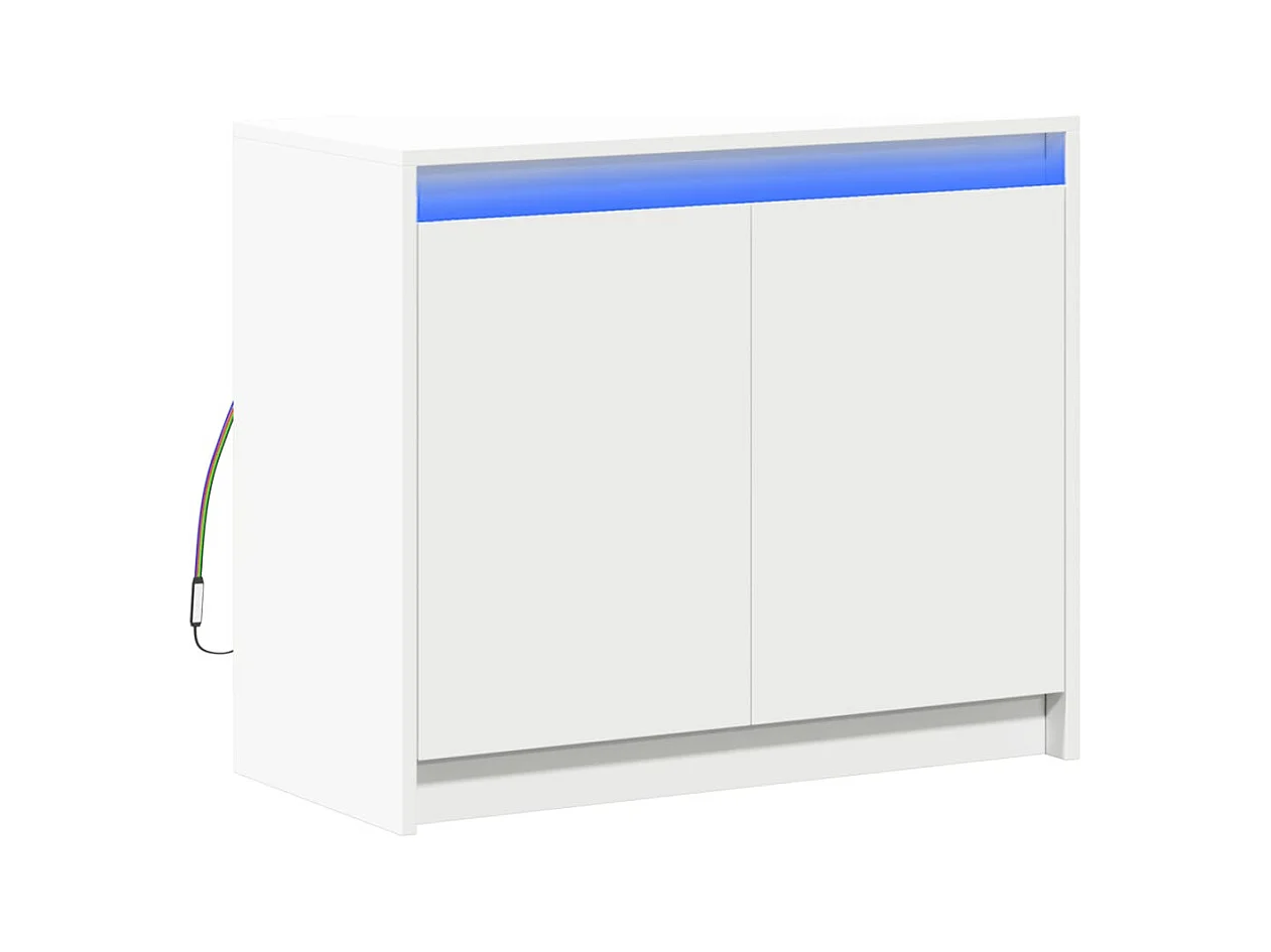 Credenza | Buffet | Armadio con LED Bianca 72x34x61 cm in Legno Multistrato