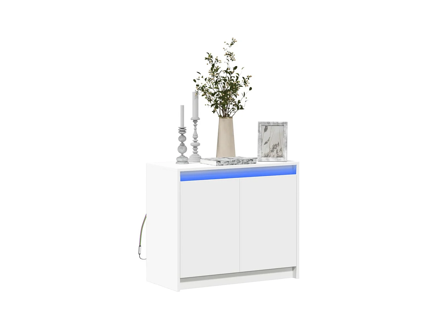 Credenza | Buffet | Armadio con LED Bianca 72x34x61 cm in Legno Multistrato