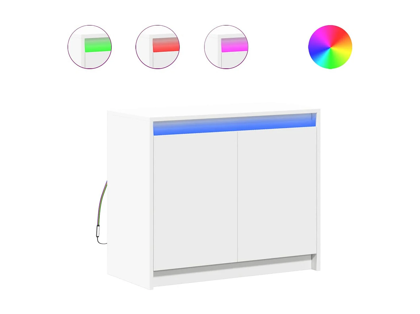 Buffet | Bahut | Meuble de rangement avec LED blanc 72x34x61 cm bois d'ingénierie