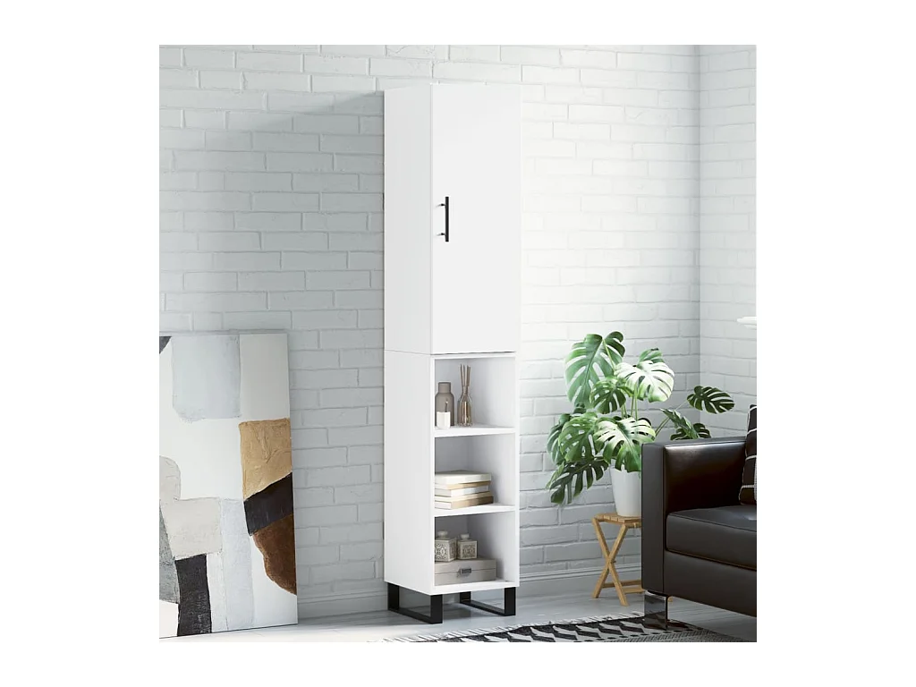 Buffet | Bahut | Meuble de rangement haut Blanc 34,5x34x180 cm Bois d'ingénierie