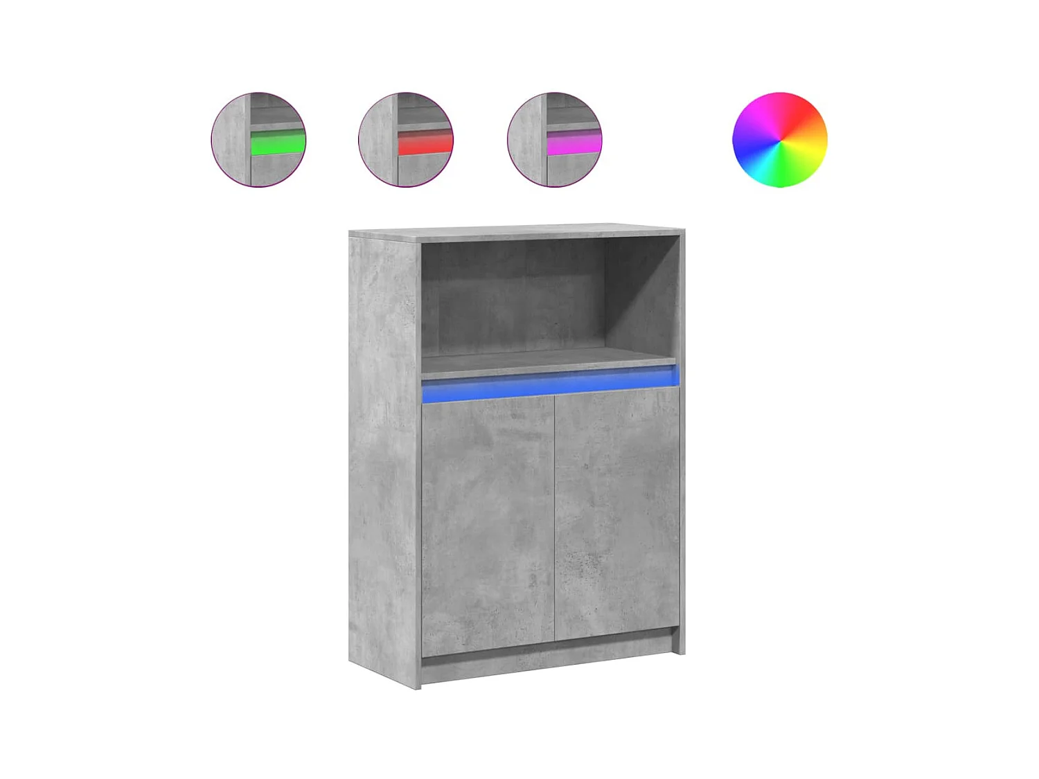 Buffet | Bahut | Meuble de rangement avec LED gris béton 72x34x100 cm bois d'ingénierie