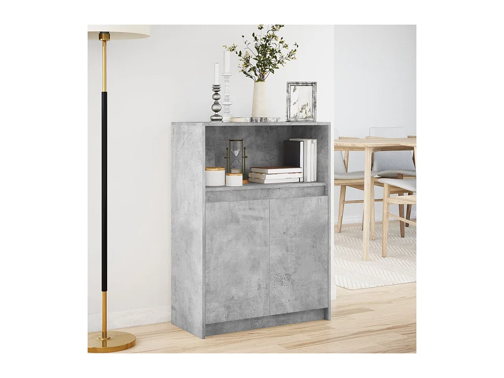 Buffet | Bahut | Meuble de rangement avec LED gris béton 72x34x100 cm bois d'ingénierie