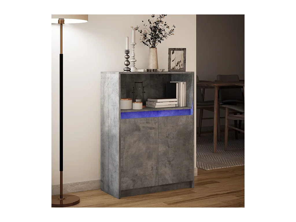 Buffet | Bahut | Meuble de rangement avec LED gris béton 72x34x100 cm bois d'ingénierie