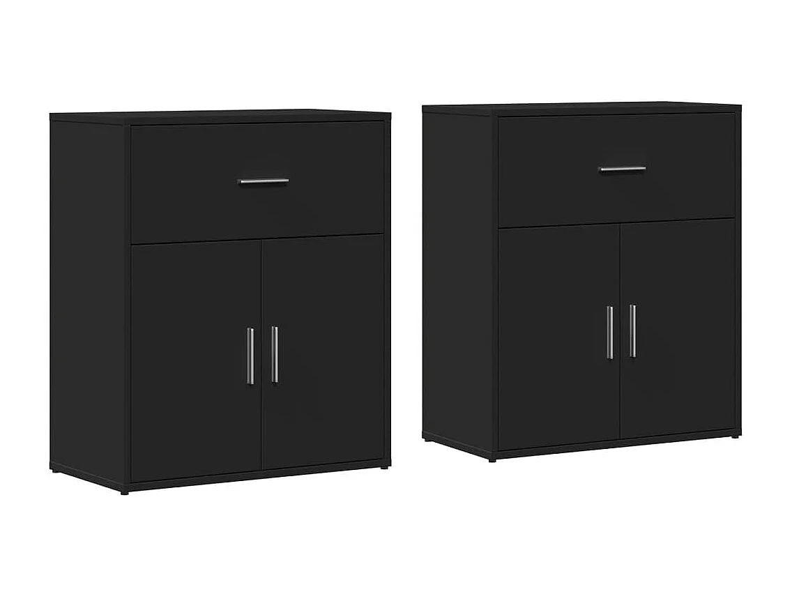 Buffets | Bahuts | Meuble de rangement 2 pcs noir 60x31x70 cm bois d'ingénierie