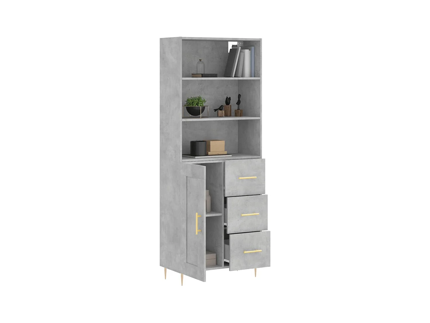 Credenza | Buffet | Armadio Grigio Cemento 69,5x34x180 cm in Legno Multistrato
