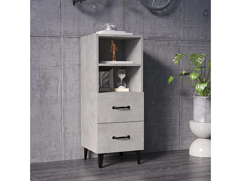 Buffet | Bahut | Meuble de rangement Gris béton 34,5x34x90 cm Bois d'ingénierie