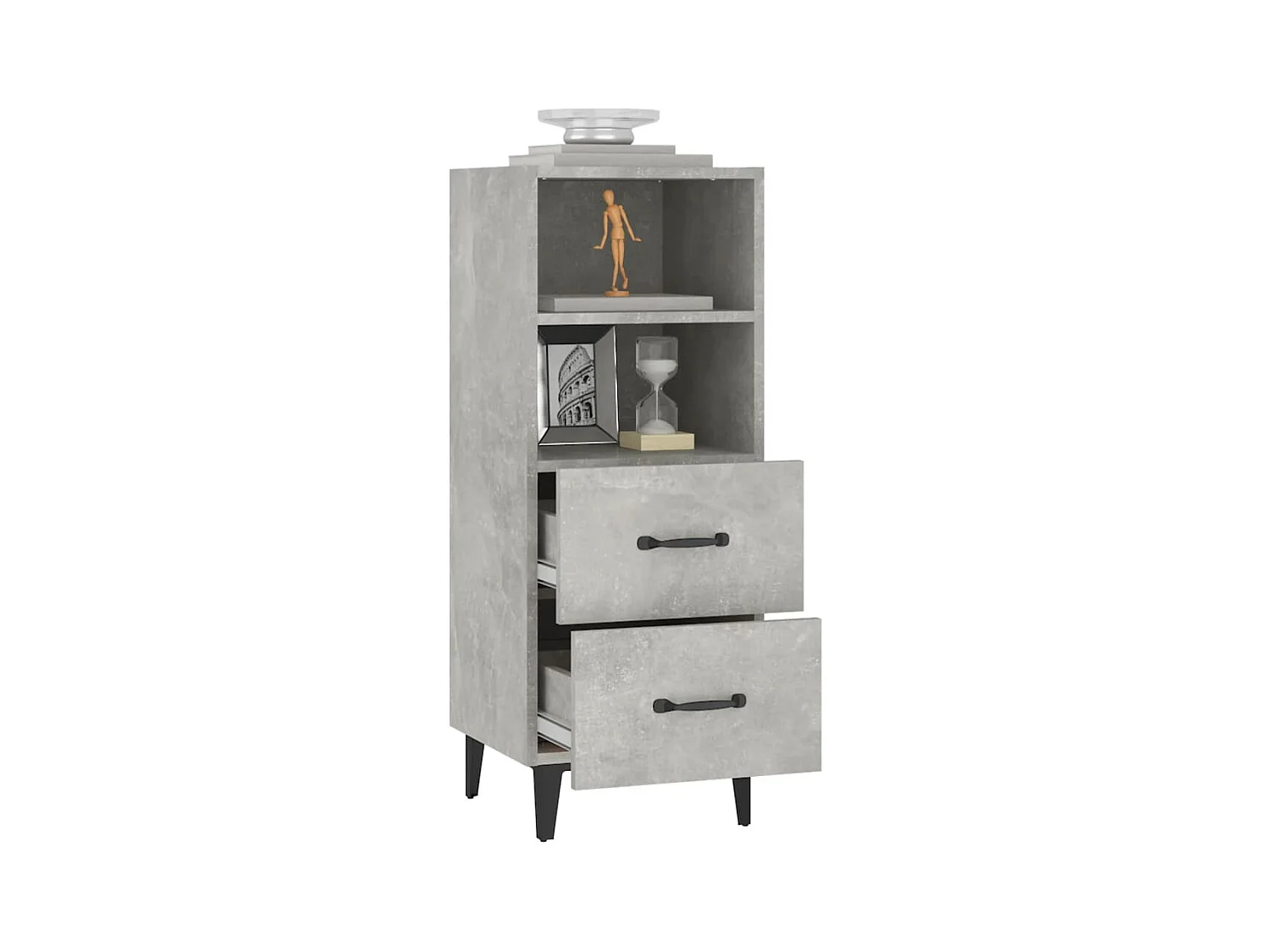 Buffet | Bahut | Meuble de rangement Gris béton 34,5x34x90 cm Bois d'ingénierie
