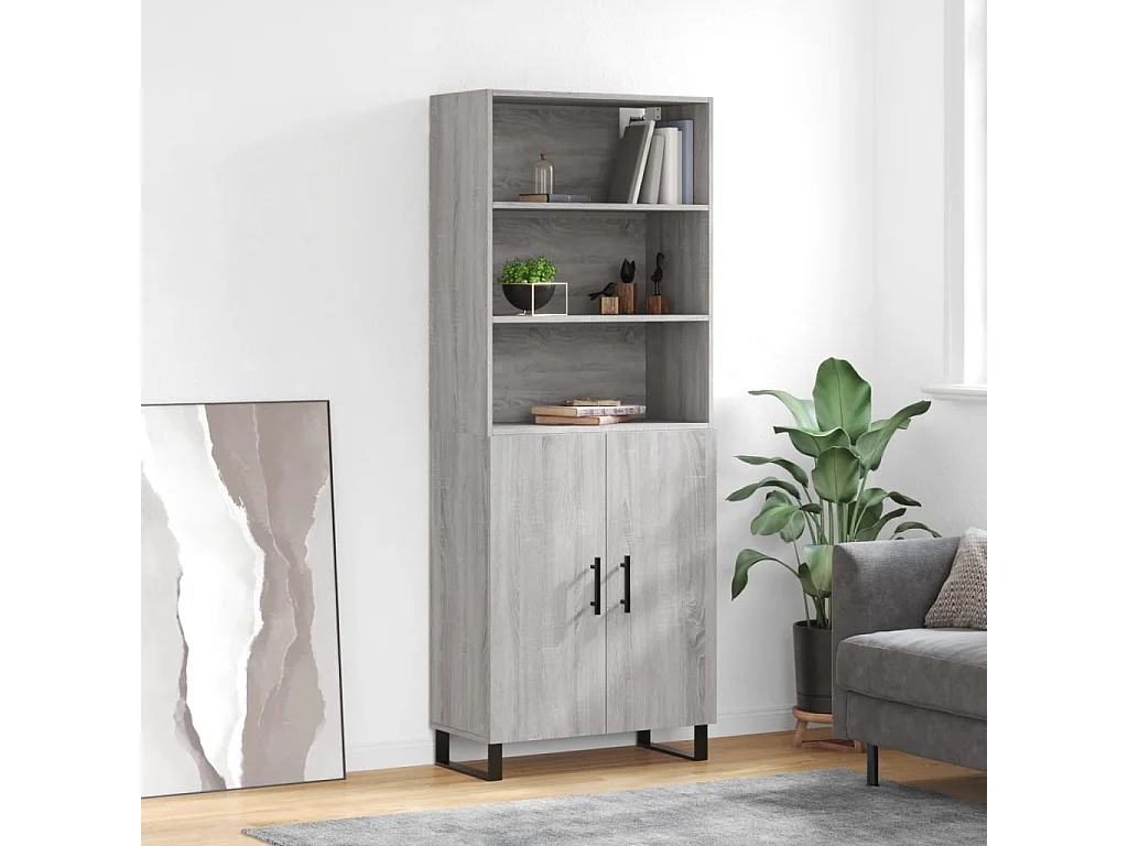 Buffet | Bahut | Meuble de rangement haut Sonoma gris 69,5x34x180 cm Bois d'ingénierie