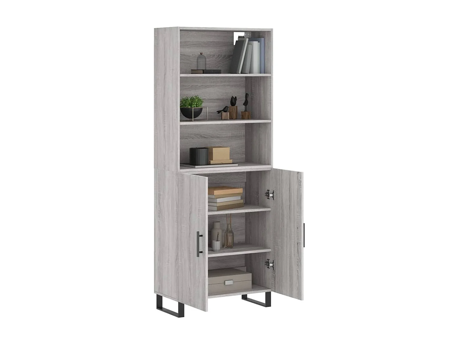 Buffet | Bahut | Meuble de rangement haut Sonoma gris 69,5x34x180 cm Bois d'ingénierie