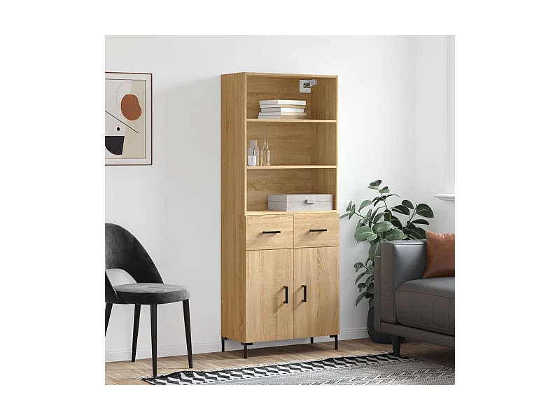Buffet | Bahut | Meuble de rangement haut Chêne sonoma 69,5x34x180 cm Bois d'ingénierie