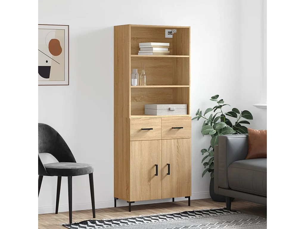 Credenza | Buffet | Armadio Rovere Sonoma 69,5x34x180 cm in Legno Multistrato