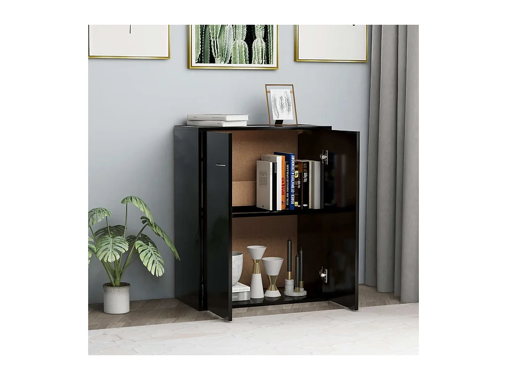 Buffet | Bahut | Meuble de rangement noir 60x30x75 cm bois d'ingénierie