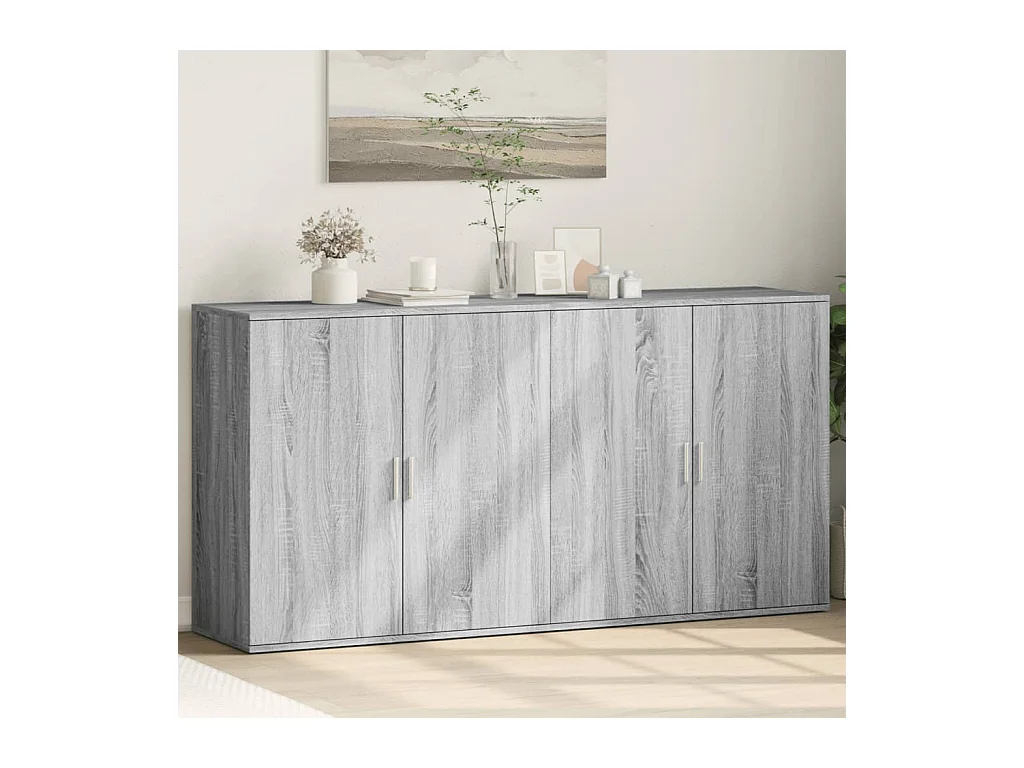 Buffets | Bahuts | Meuble de rangement 2 pcs sonoma gris 79x38x80 cm bois d'ingénierie
