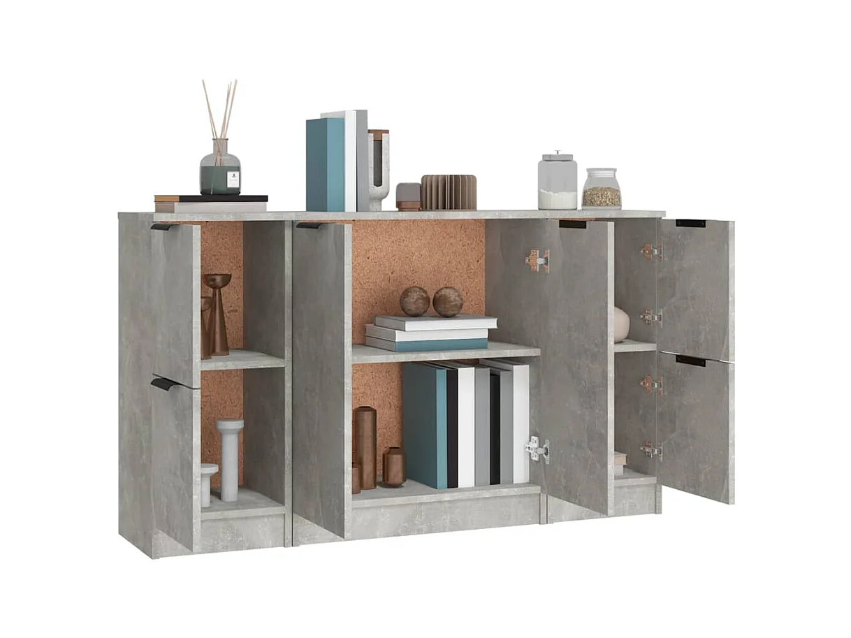 Buffets | Bahuts | Meuble de rangement 3 pcs gris béton bois d'ingénierie