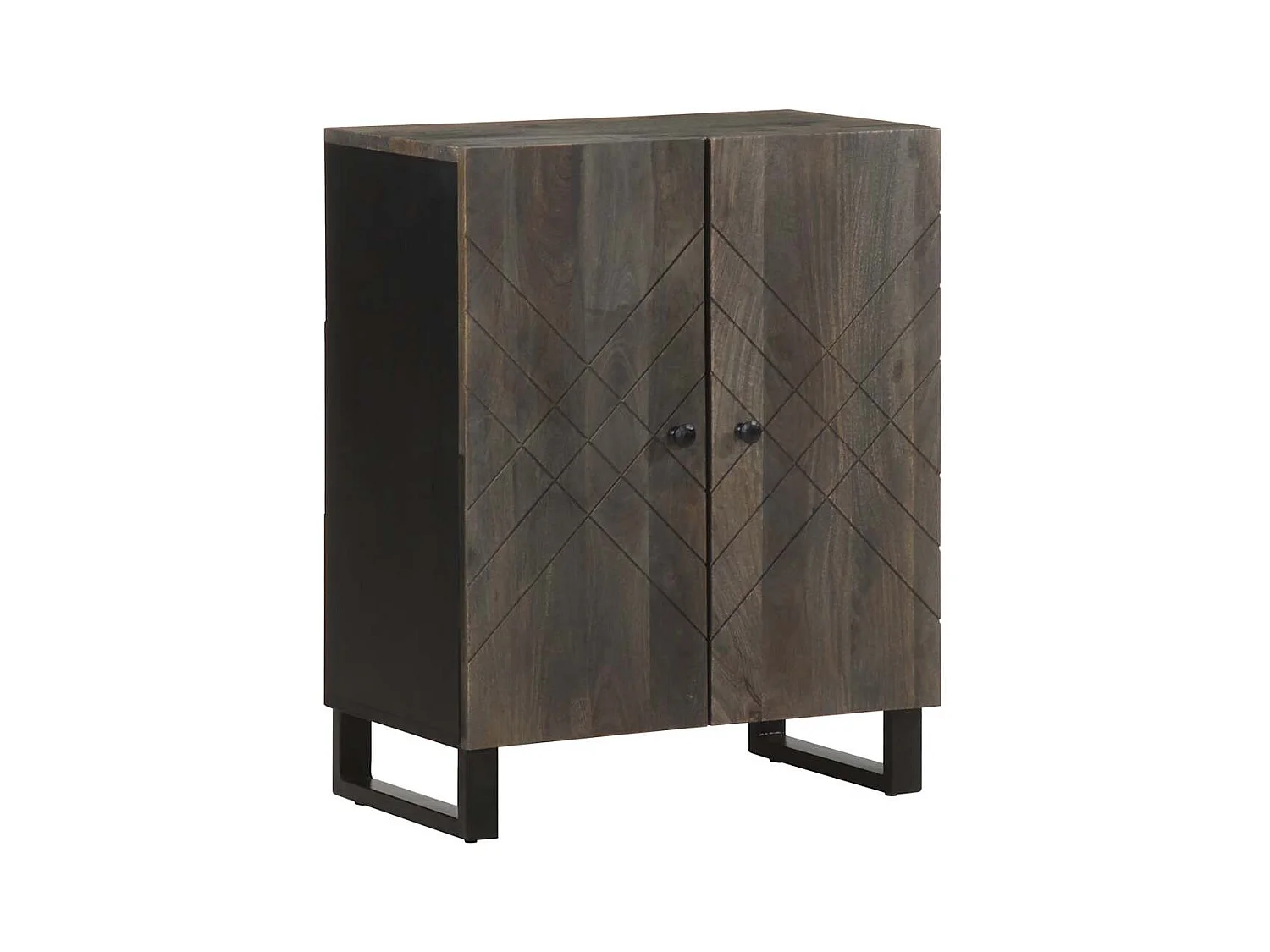 Buffet | Bahut | Meuble de rangement noir 60x33x75 cm bois massif de manguier