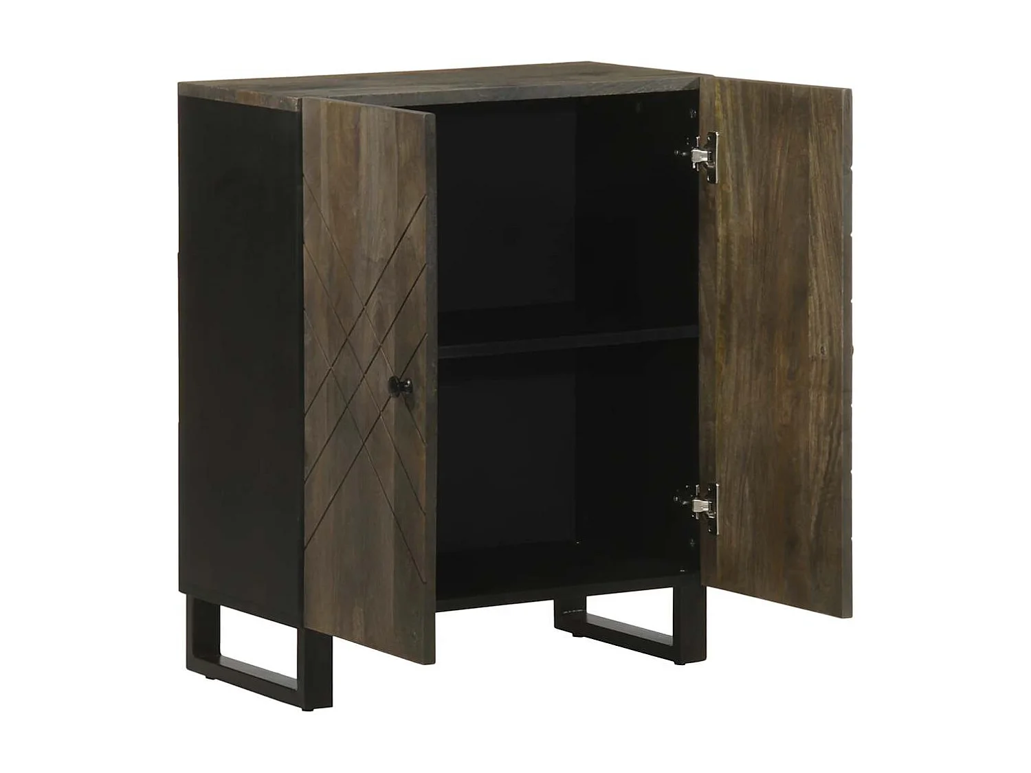 Credenza | Buffet | Armadio Nera 60x33x75 cm in Legno Massello di Mango