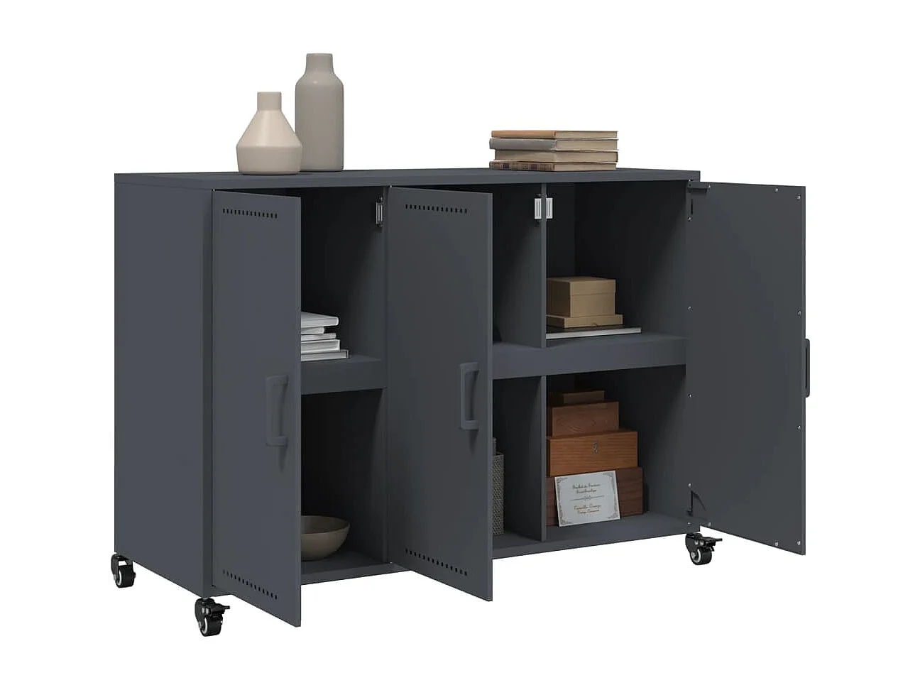 Credenza | Buffet | Armadio Antracite 100,5x39x72 cm in Acciaio