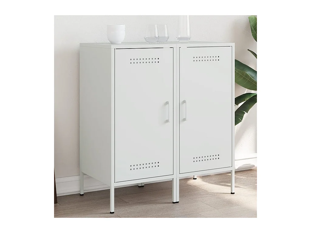 Buffets | Bahuts | Meuble de rangement 2 pcs blanc 36x39x79 cm acier