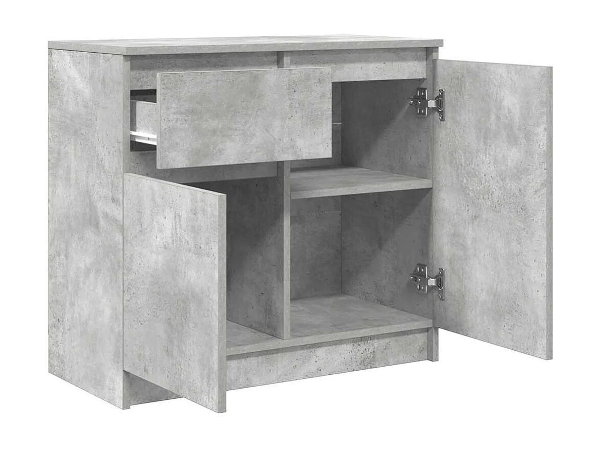 Buffet | Commode à tiroir | Meuble de rangement avec tiroir gris béton 71x35x65 cm bois d'ingénierie