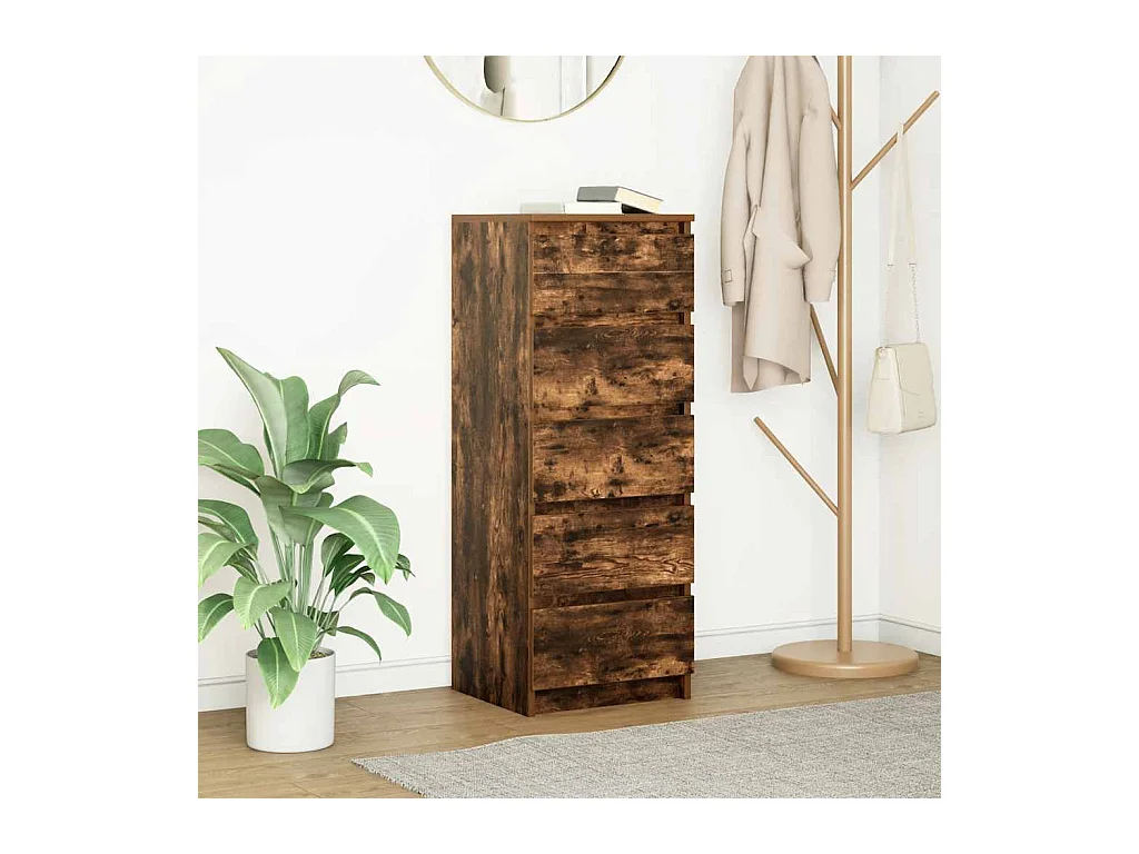 Buffet | Commode à tiroir | Meuble de rangement avec tiroirs chêne fumé 37,5x35x99 cm bois d'ingénierie