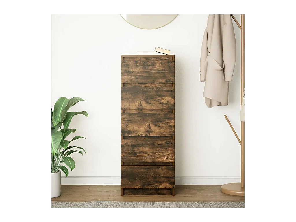 Buffet | Commode à tiroir | Meuble de rangement avec tiroirs chêne fumé 37,5x35x99 cm bois d'ingénierie